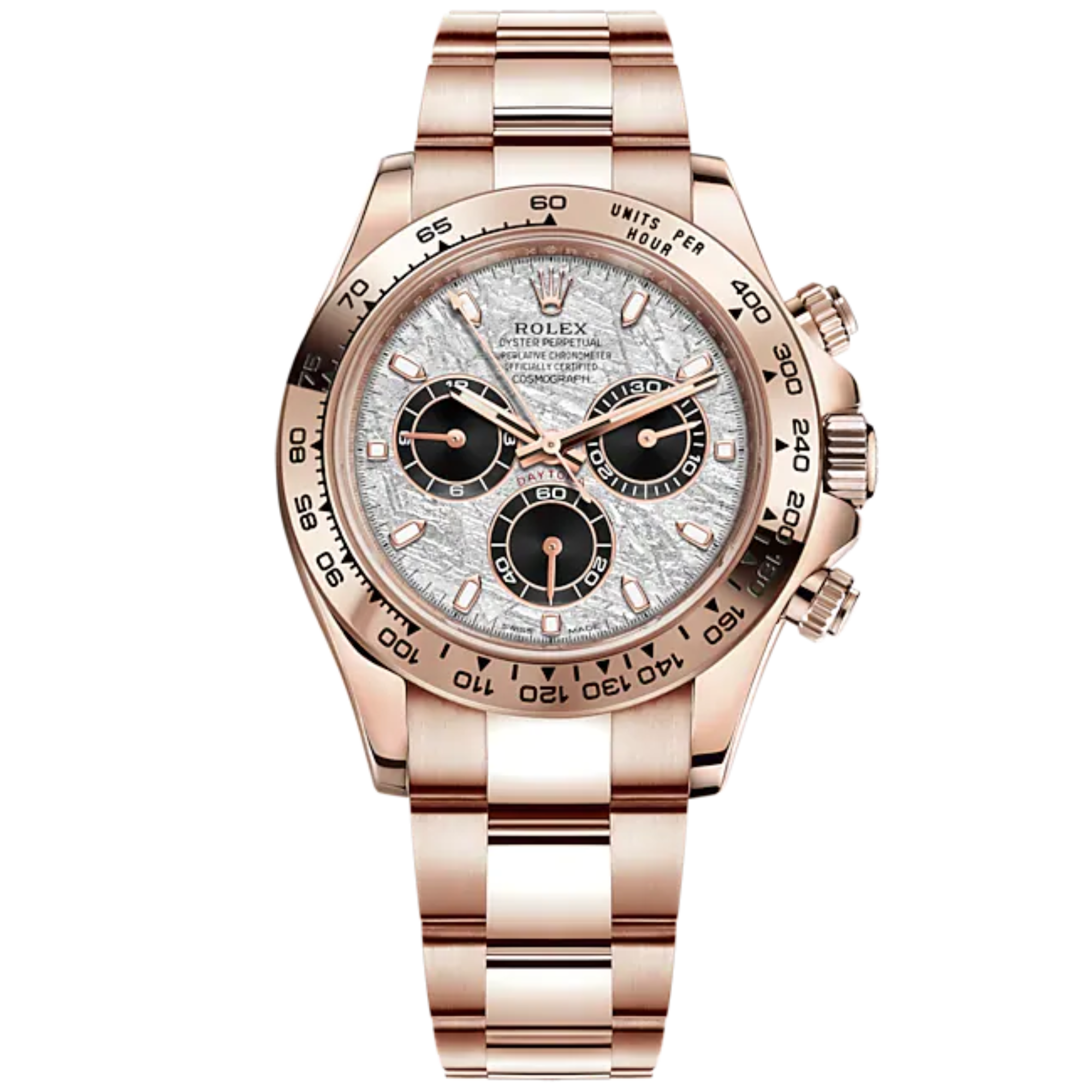 Cosmograph Daytona 40MM Oyster Bracelet Meteorite and Black Dial 18 CT Everose Gold Bezel With Engraved Tachymetric Scale - Rolex