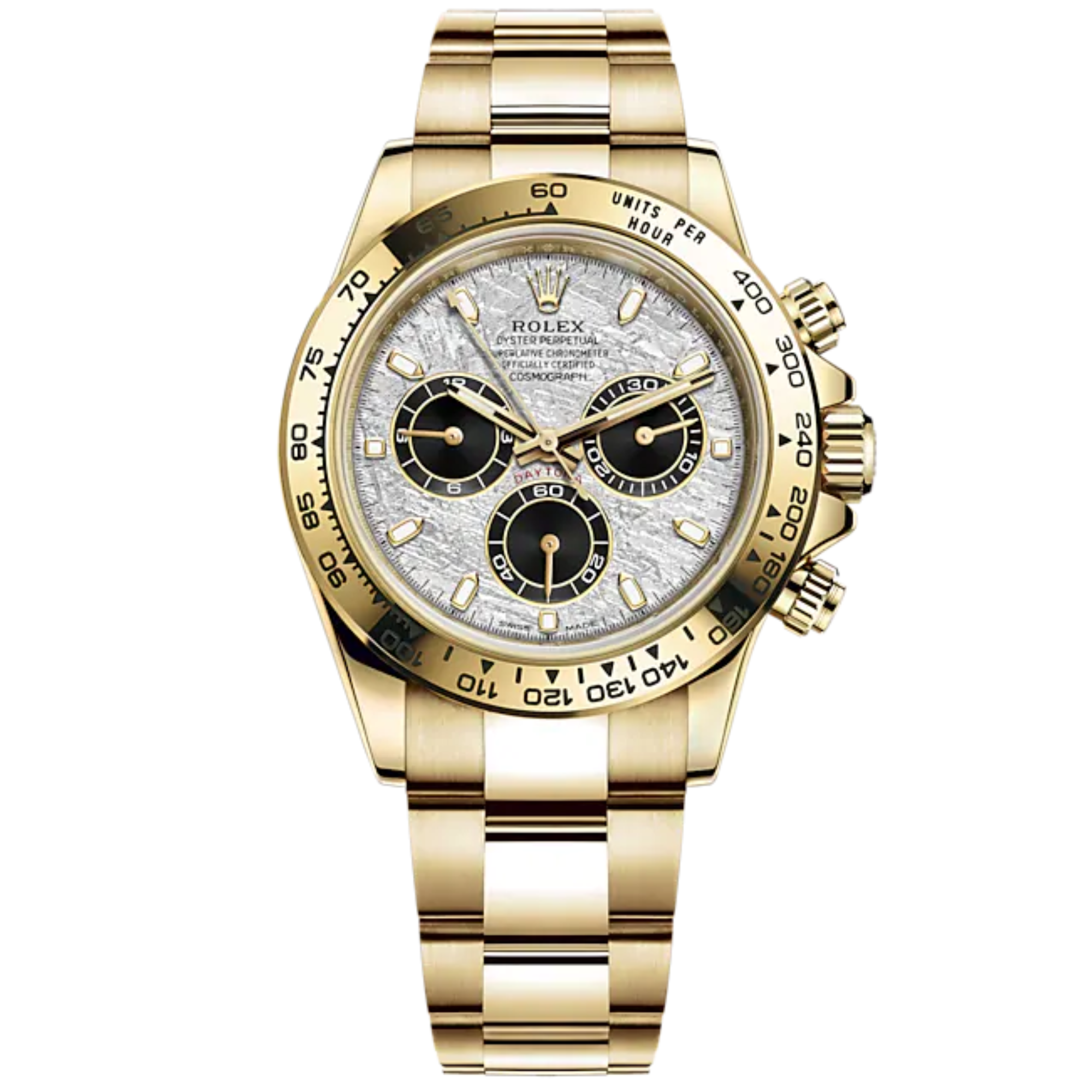 Cosmograph Daytona 40MM Oyster Bracelet Meteorite and Black Dial 18 CT Yellow Gold Bezel With Engraved Tachymetric Scale - Rolex