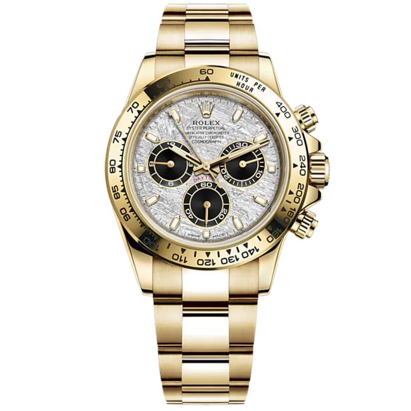 Cosmograph Daytona 40MM Oyster Bracelet Meteorite and Black Dial 18 CT Yellow Gold Bezel With Engraved Tachymetric Scale - Rolex