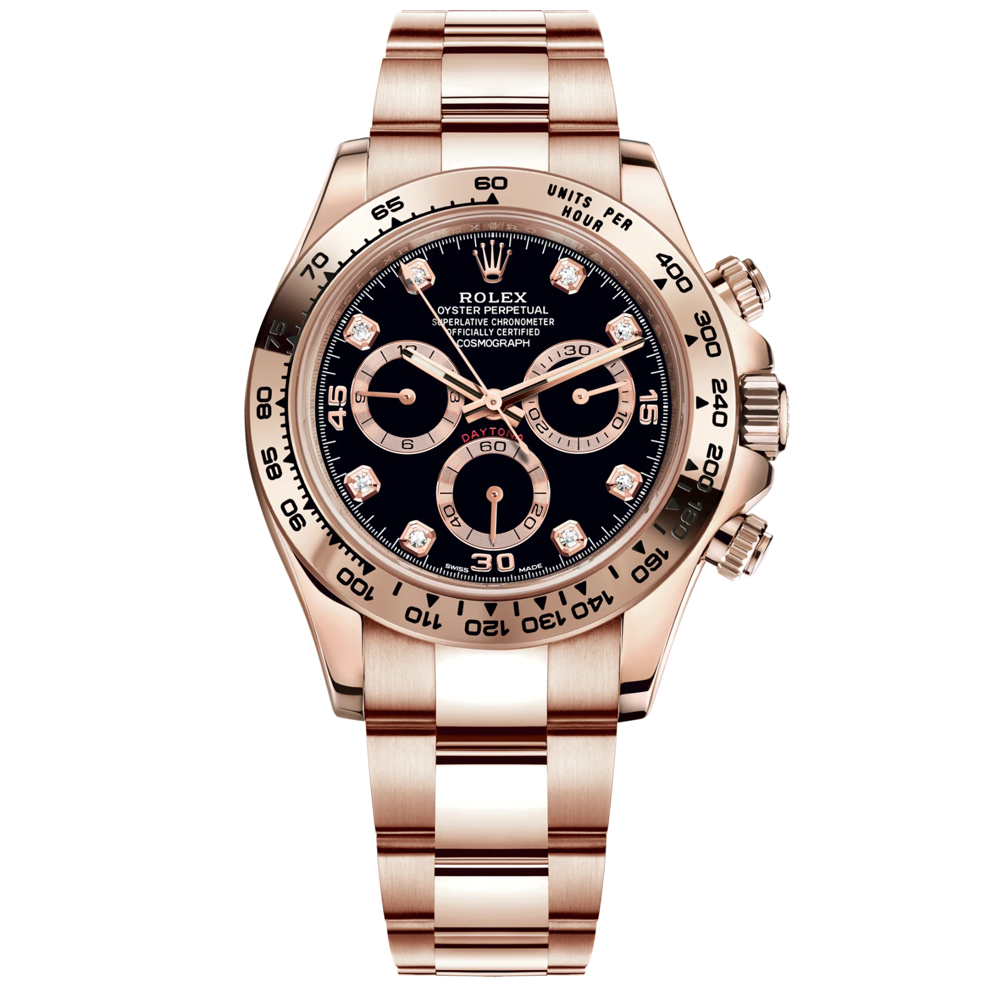 Cosmograph Daytona 40MM Oyster Bracelet With a Black Diamond-Set Dial 18 CT Everose Gold Bezel With Engraved Tachymetric Scale - Rolex