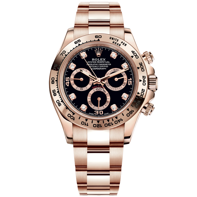 Cosmograph Daytona 40MM Oyster Bracelet With a Black Diamond-Set Dial 18 CT Everose Gold Bezel With Engraved Tachymetric Scale - Rolex