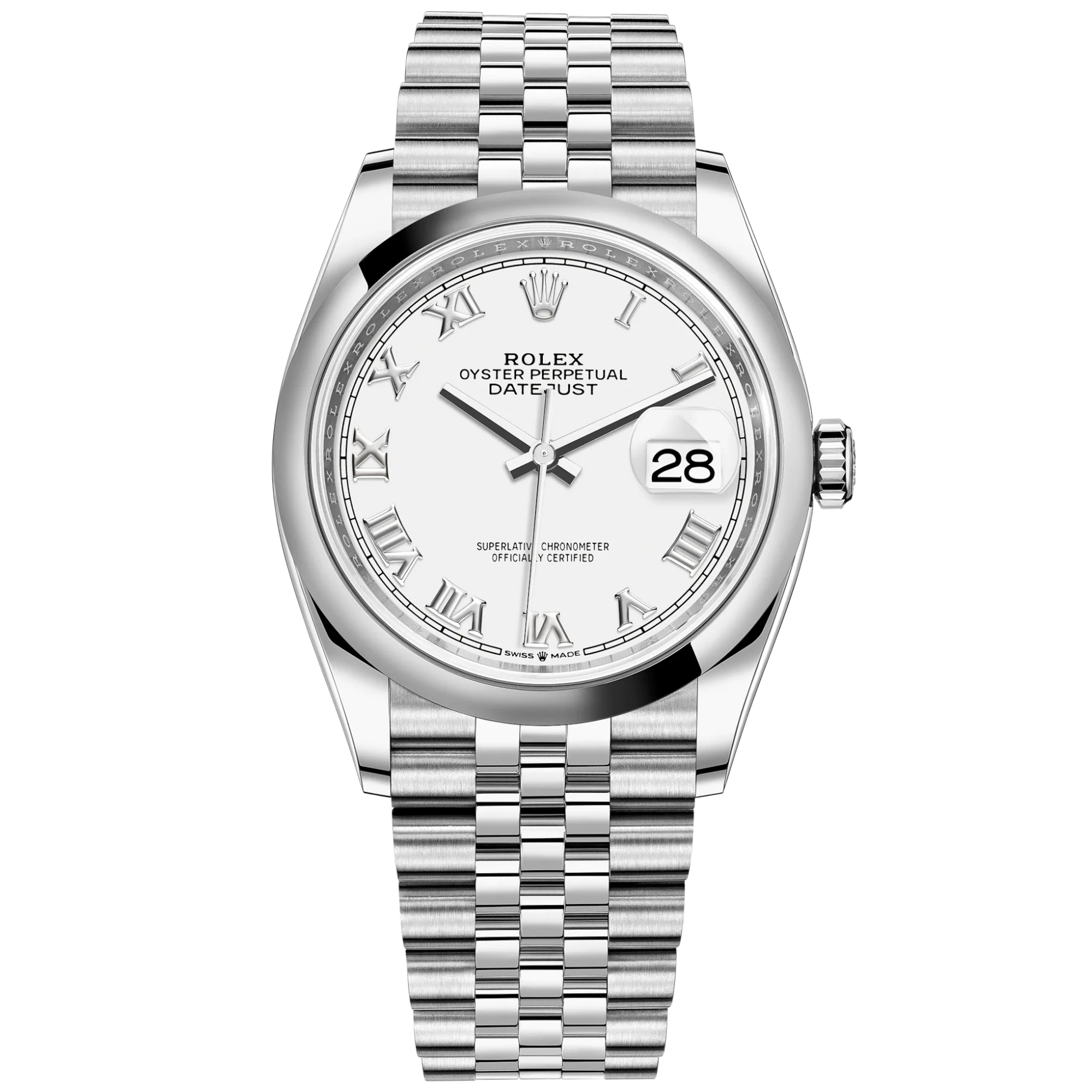 Datejust 36 36mm Oystersteel Jubilee Bracelet White Dial Domed Bezel - Rolex