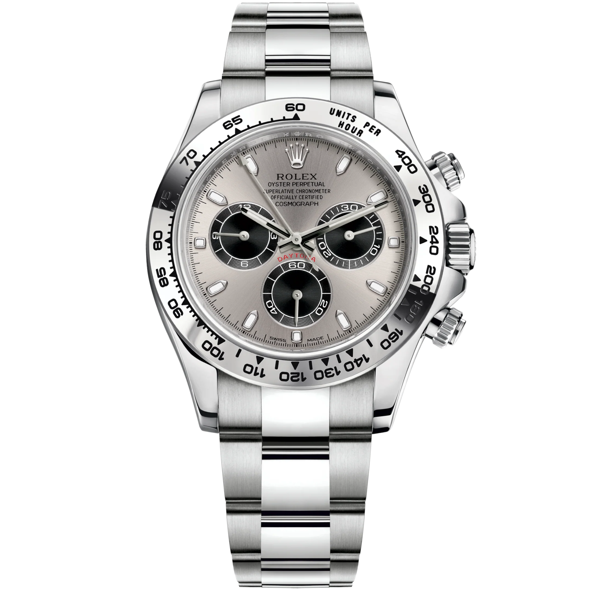 Cosmograph Daytona 40MM Oyster Bracelet Steel and Black Dial 18 CT White Gold Bezel With Engraved Tachymetric Scale - Rolex