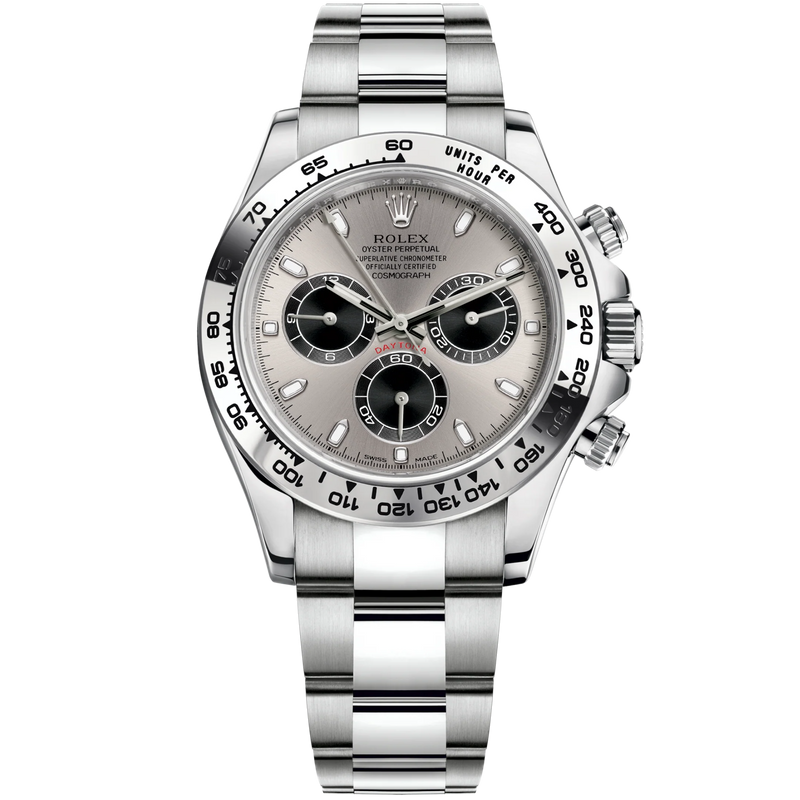 Cosmograph Daytona 40MM Oyster Bracelet Steel and Black Dial 18 CT White Gold Bezel With Engraved Tachymetric Scale - Rolex