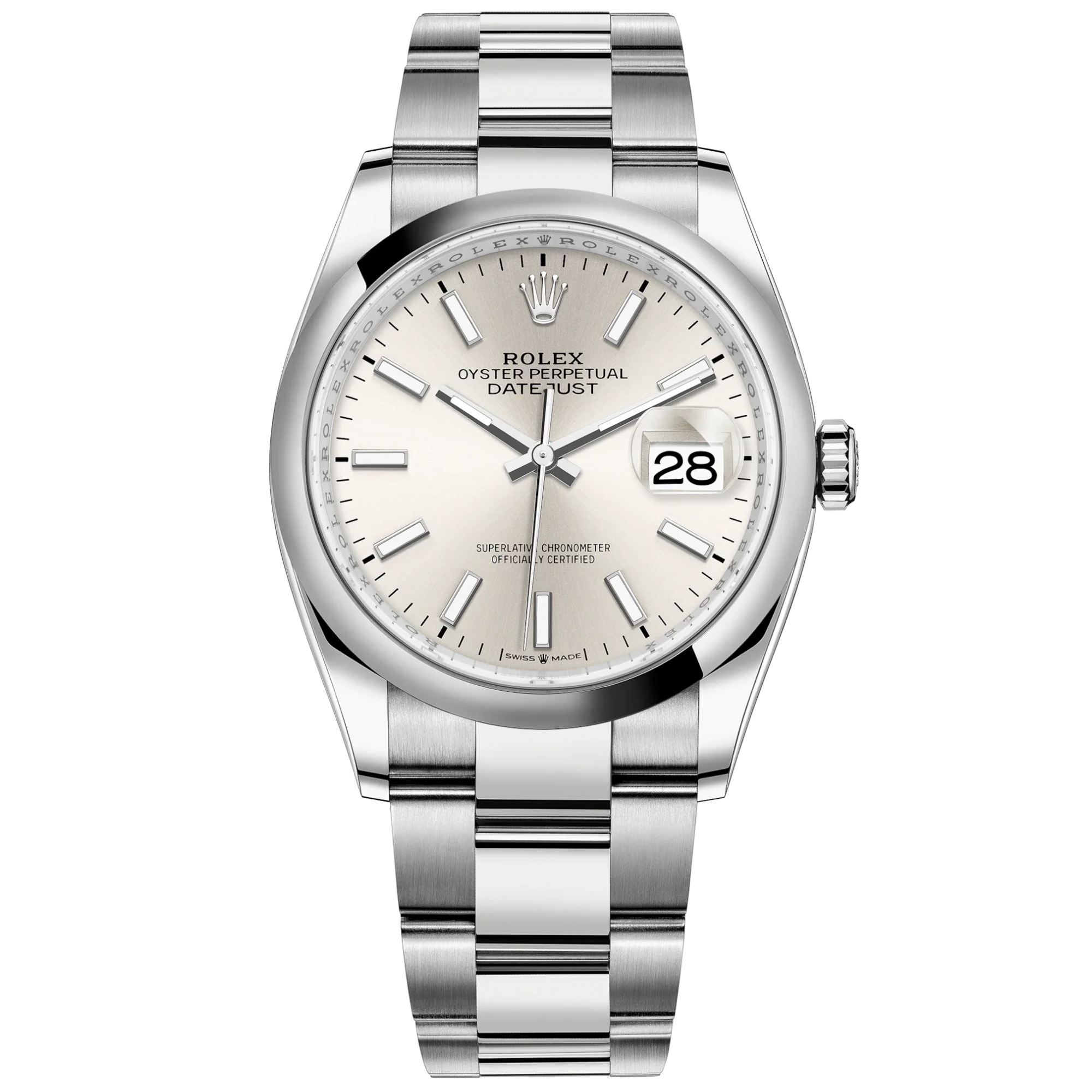 Datejust 36 36mm Oystersteel Oyster Bracelet Silver Dial Domed Bezel - Rolex