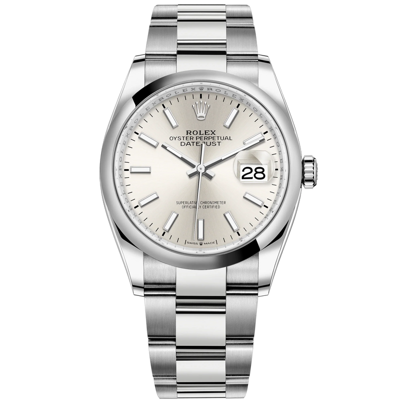 Datejust 36 36mm Oystersteel Oyster Bracelet Silver Dial Domed Bezel - Rolex
