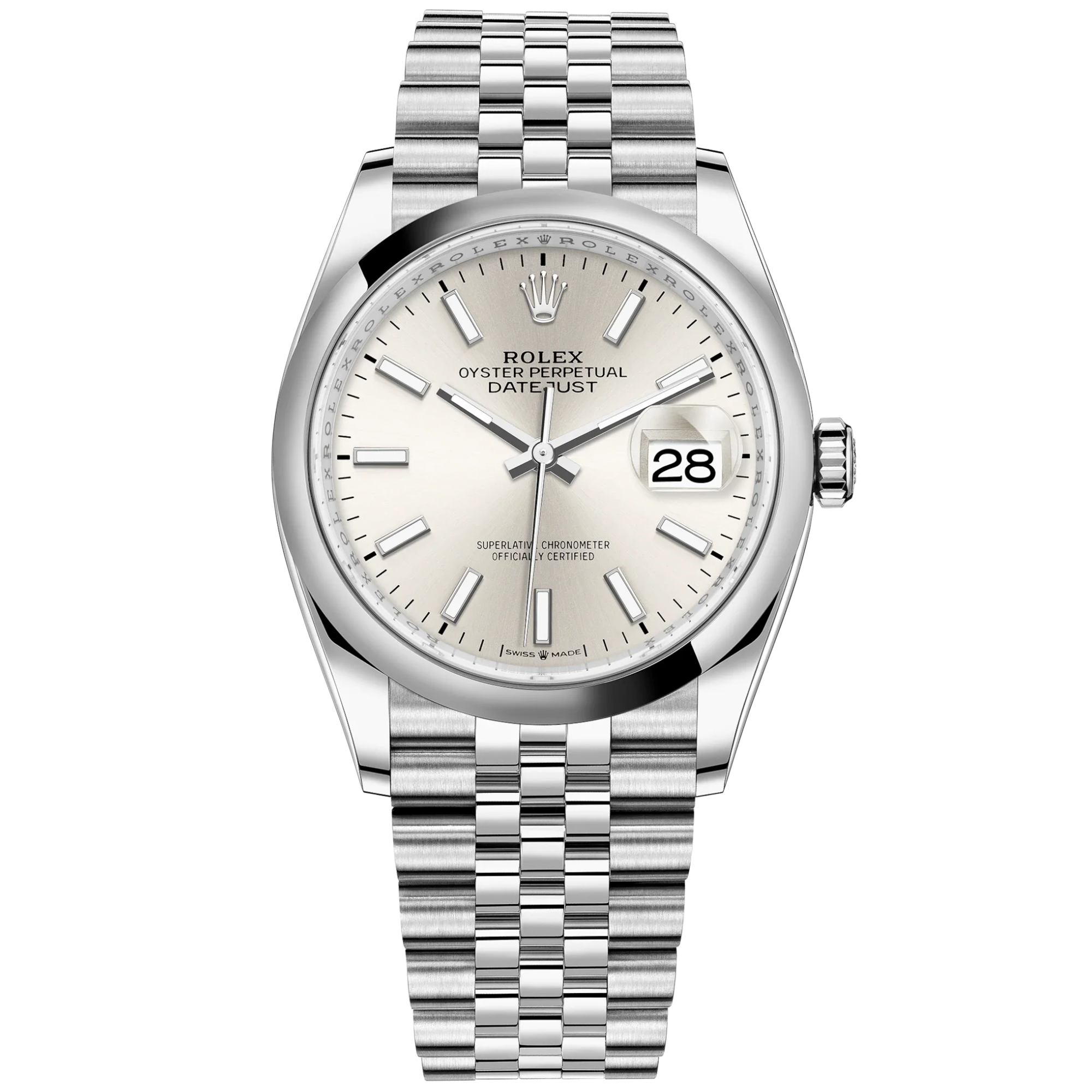 Datejust 36 36mm Oystersteel Jubilee Bracelet Silver Dial Domed Bezel - Rolex