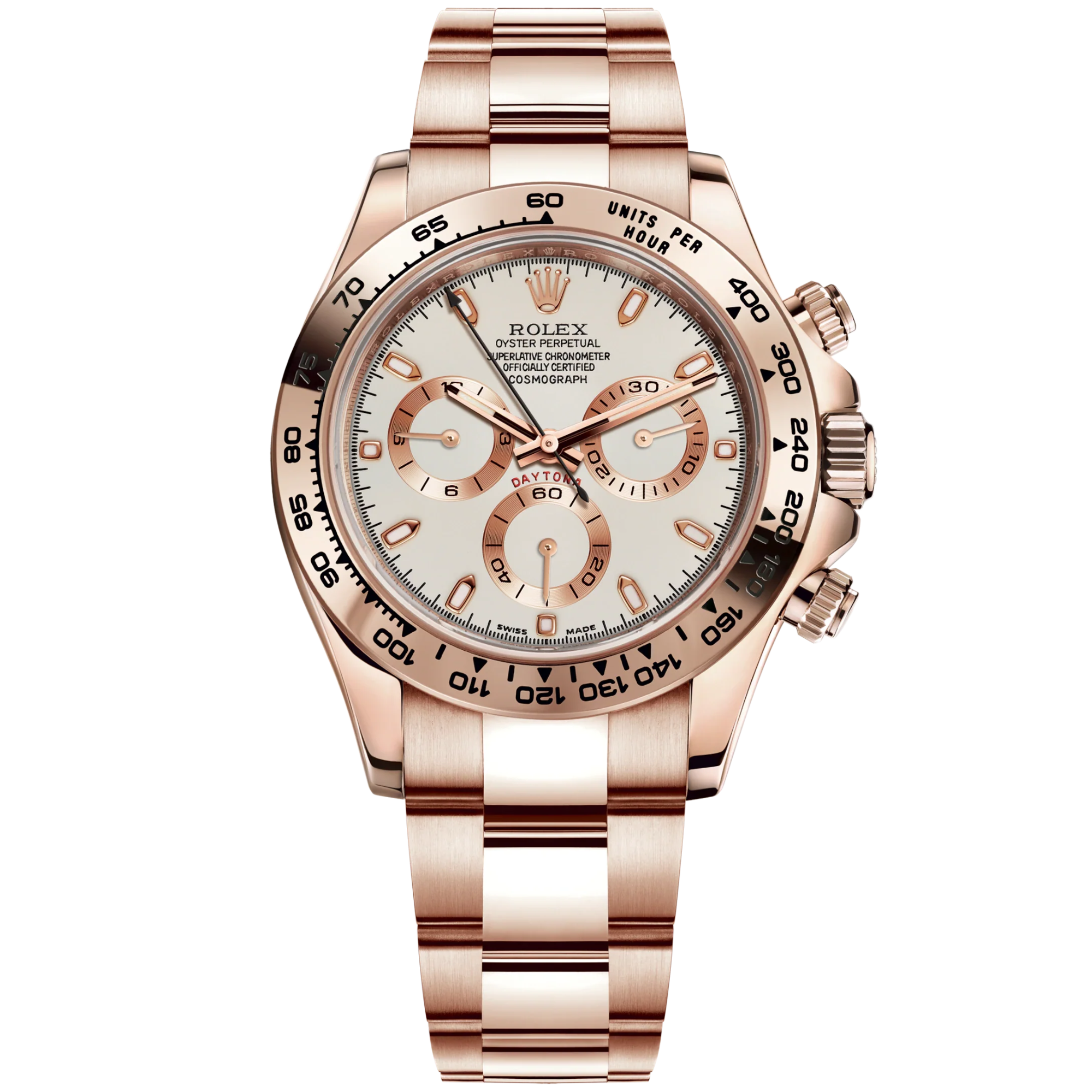 Cosmograph Daytona 40MM Oyster Bracelet Ivory Dial 18 CT Everose Gold Bezel With Engraved Tachymetric Scale - Rolex