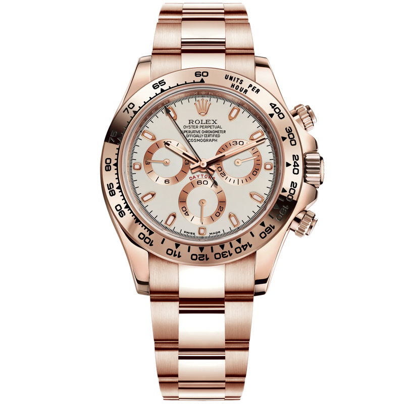 Cosmograph Daytona 40MM Oyster Bracelet Ivory Dial 18 CT Everose Gold Bezel With Engraved Tachymetric Scale - Rolex