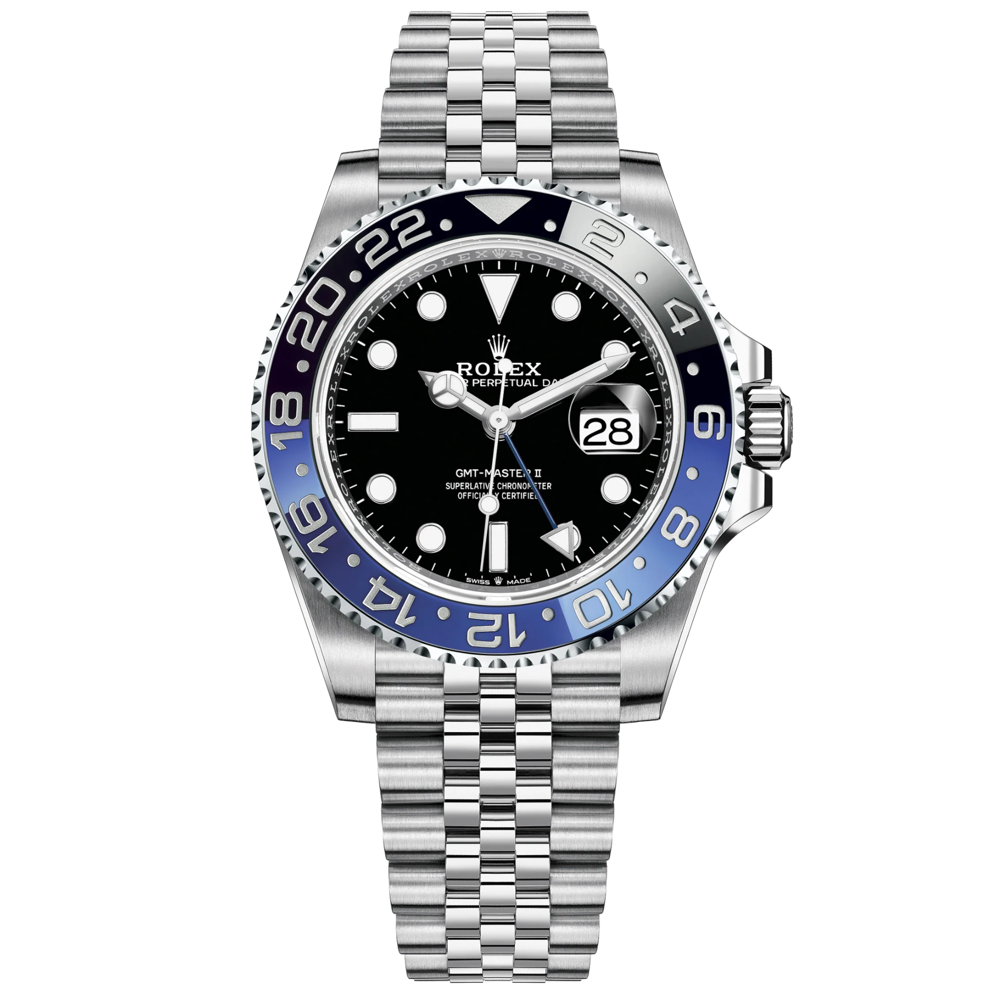 GMT-Master II 40mm Jubilee Bracelet Oystersteel with Black Dial Black & Blue 24-Hour Rotatable Bezel - Rolex