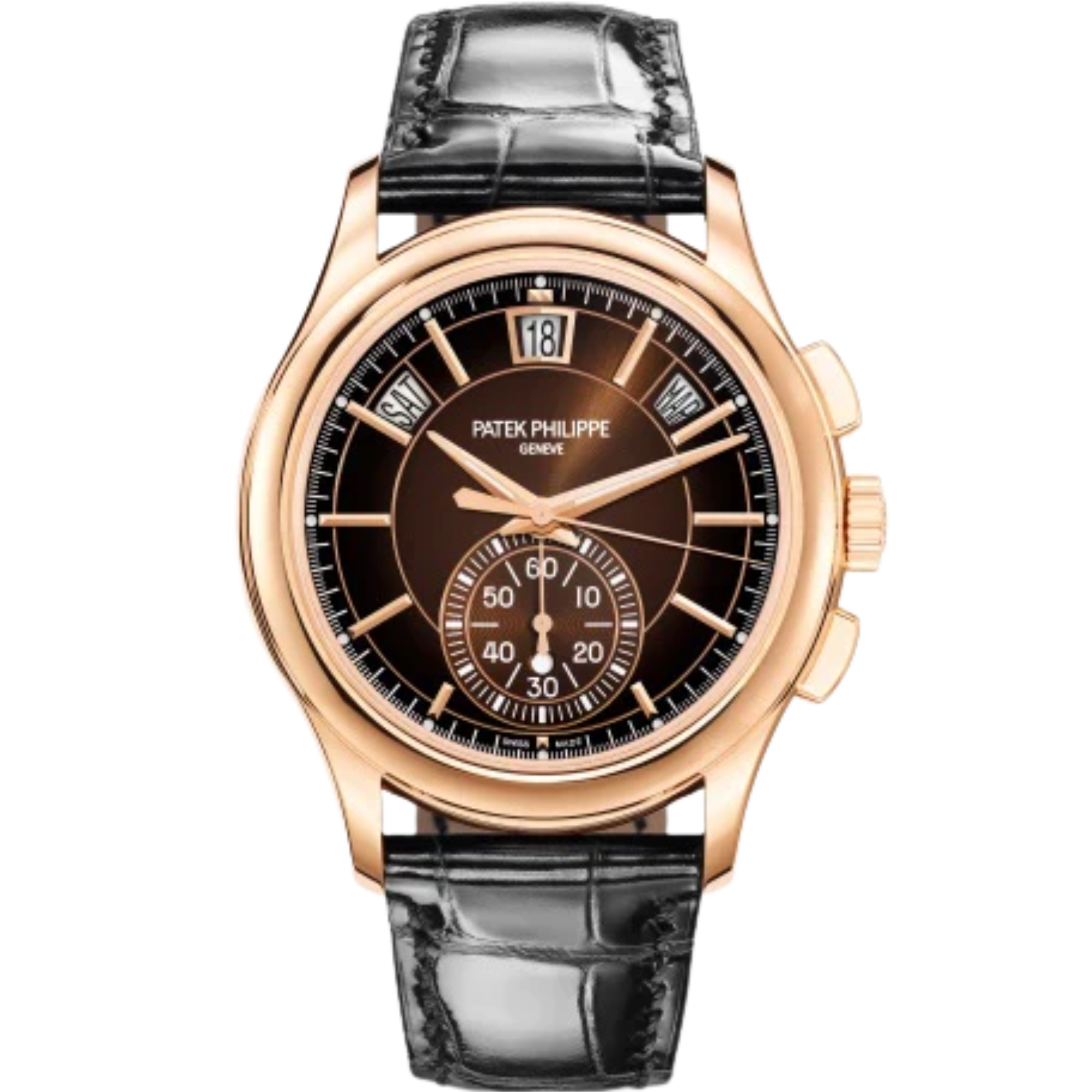 5905R Complications 42mm Shiny Black Alligator Strap Sunburst Brown Black Gradated Dial Rose Gold Bezel - Patek Philippe