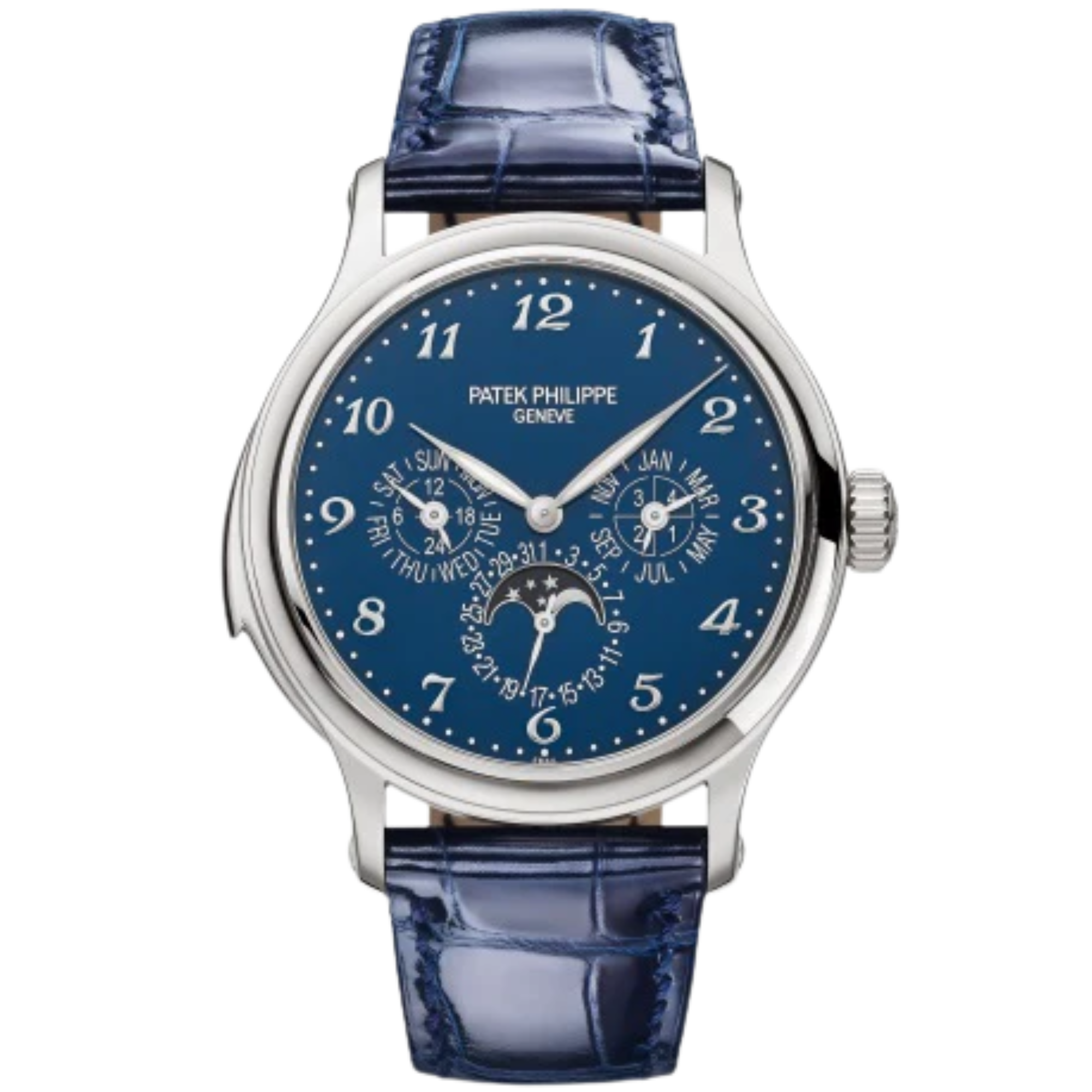 5374G-001 Grand Complications 42mm Shiny Dusk Blue Alligator Leather Strap Blue Enamel Dial White Gold Bezel - Patek Philippe