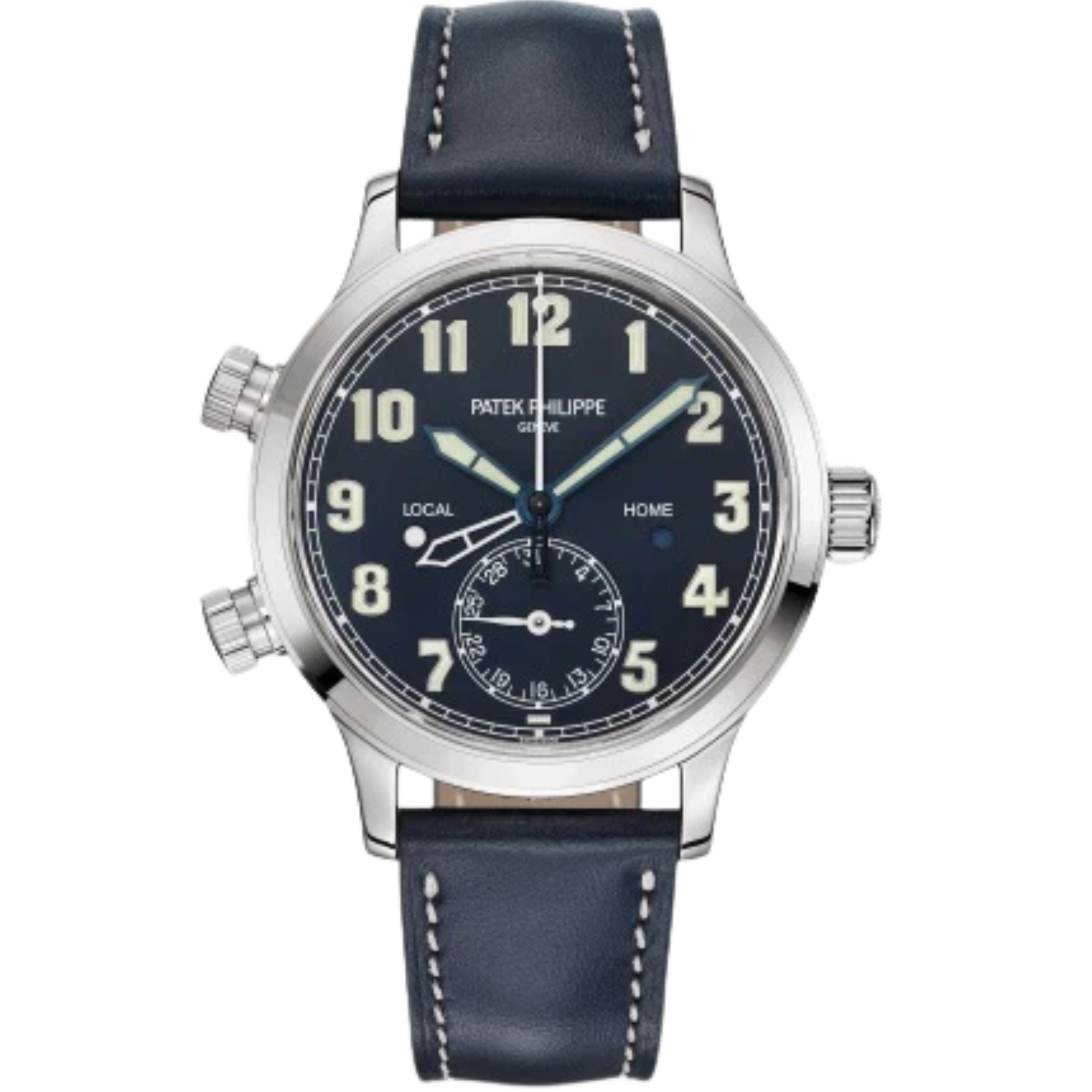 Vintage Brown Calfskin Strap Blue Varnished Dial White Gold Bezel - Patek Philippe