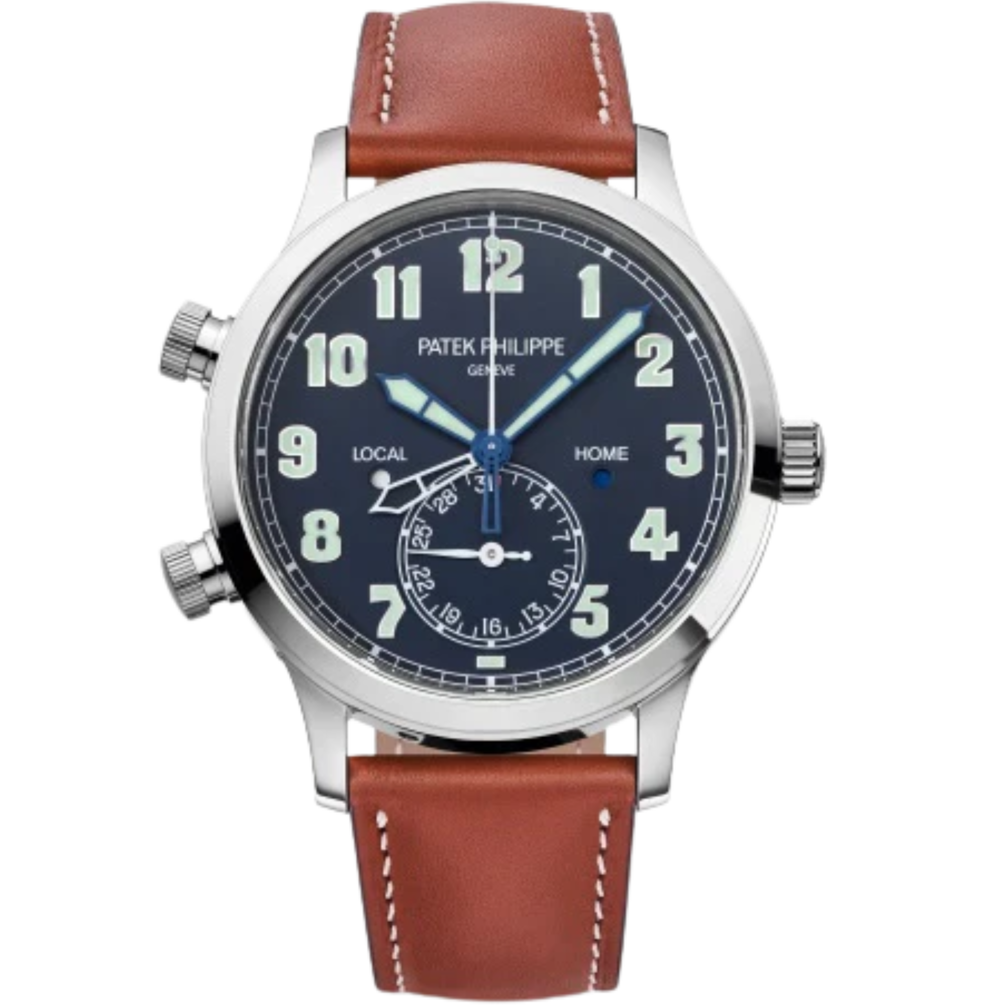 5524G Complications 42mm Vintage Brown Calf Leather Strap Blue Varnished Dial White Gold Bezel - Patek Philippe