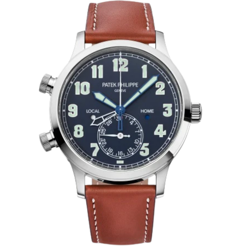 5524G Complications 42mm Vintage Brown Calf Leather Strap Blue Varnished Dial White Gold Bezel - Patek Philippe