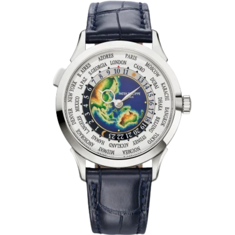 5231G Complications 38.5mm Matte Navy Blue Alligator Leather Strap Grand Feu Cloisonné Center Enamel Dial White Gold Bezel - Patek Philippe