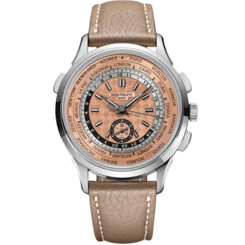 5935A Complications 41mm Grained Taupe/Nubuck Beige Calfskin Strap Carbon Motif Rose-Gilt Opaline Dial Steel Bezel - Patek Philippe