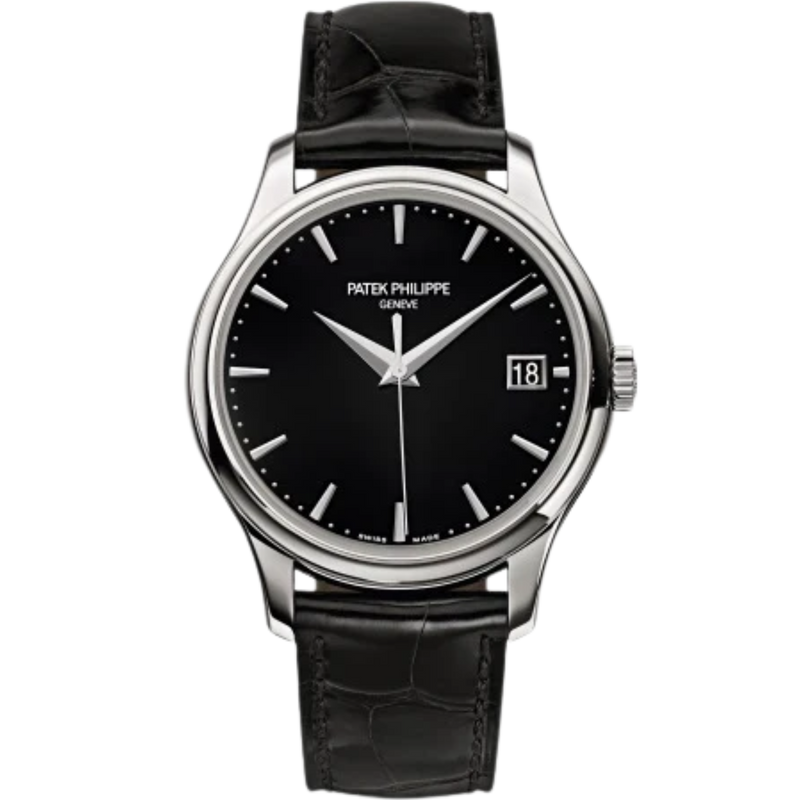 5227G Calatrava 39mm Shiny Black Alligator Strap Slate Black Lacquered Dial White Gold Bezel - Patek Philippe