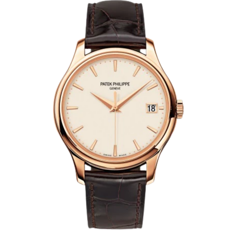 5227R Calatrava 39mm Dark Chestnut Shiny Alligator Strap Ivory Lacquered Dial Rose Gold Bezel - Patek Philippe
