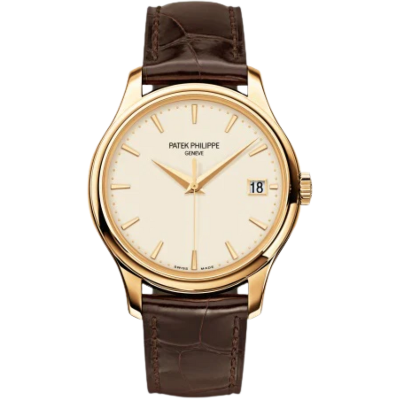 5227J Calatrava 39mm Chocolate Brown Shiny Alligator Strap Ivory Lacquered Dial Yellow Gold Bezel - Patek Philippe