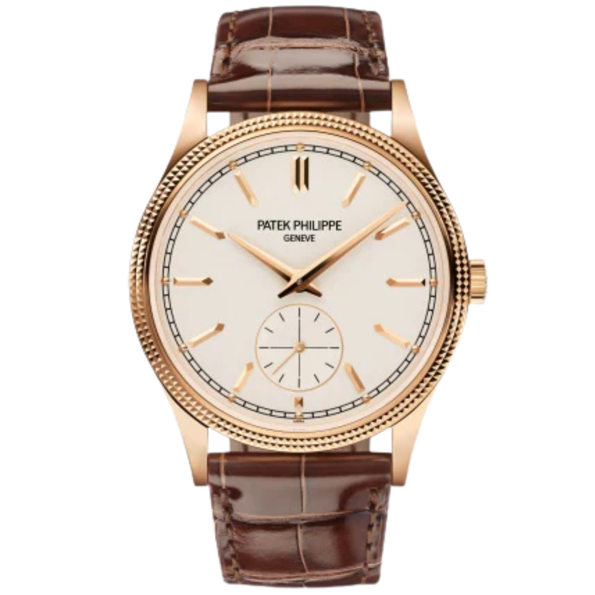 6119R Calatrava 39mm Shiny Chocolate Brown Alligator Leather Strap Silvery Grained Dial Rose Gold Bezel - Patek Philippe