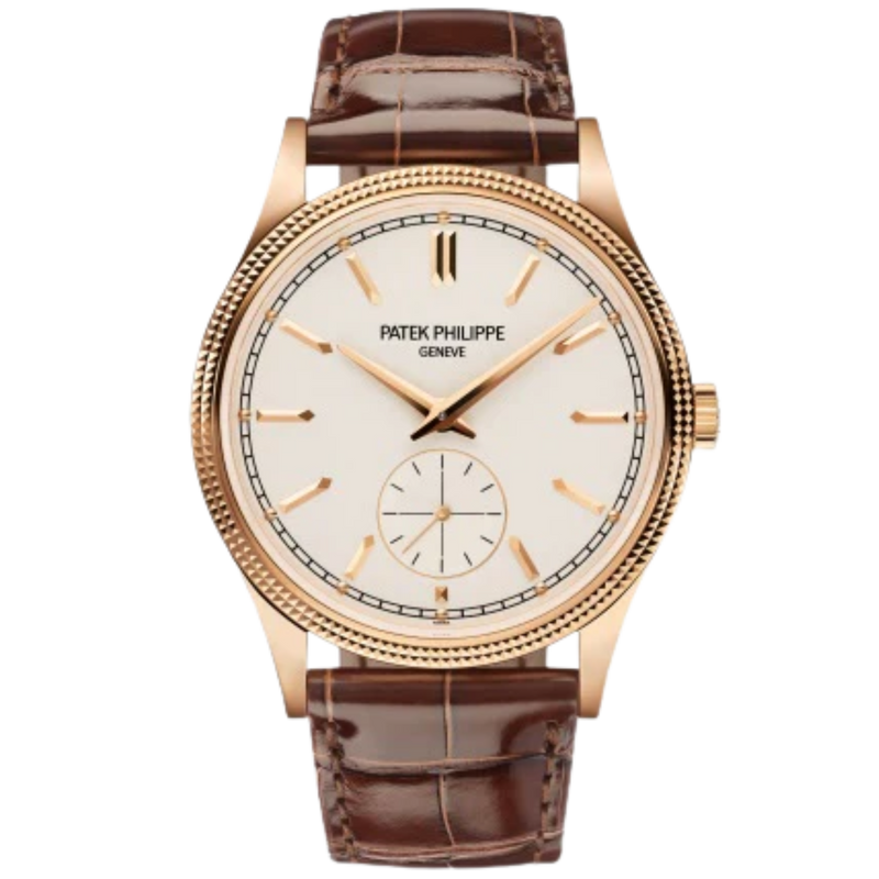 6119R Calatrava 39mm Shiny Chocolate Brown Alligator Leather Strap Silvery Grained Dial Rose Gold Bezel - Patek Philippe