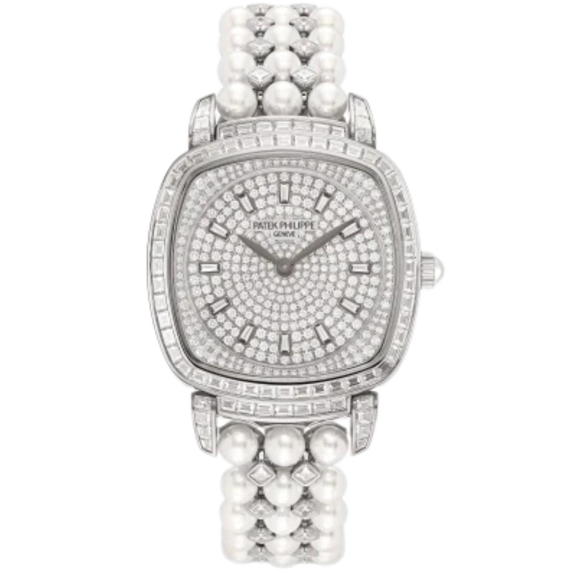 100G Gondolo 48.85 carat Akoya Pearl 48 Princess-cut Diamond Bracelet Diamond-paved Flange Dial White Gold Baguette Diamond-set Bezel - Patek Philippe