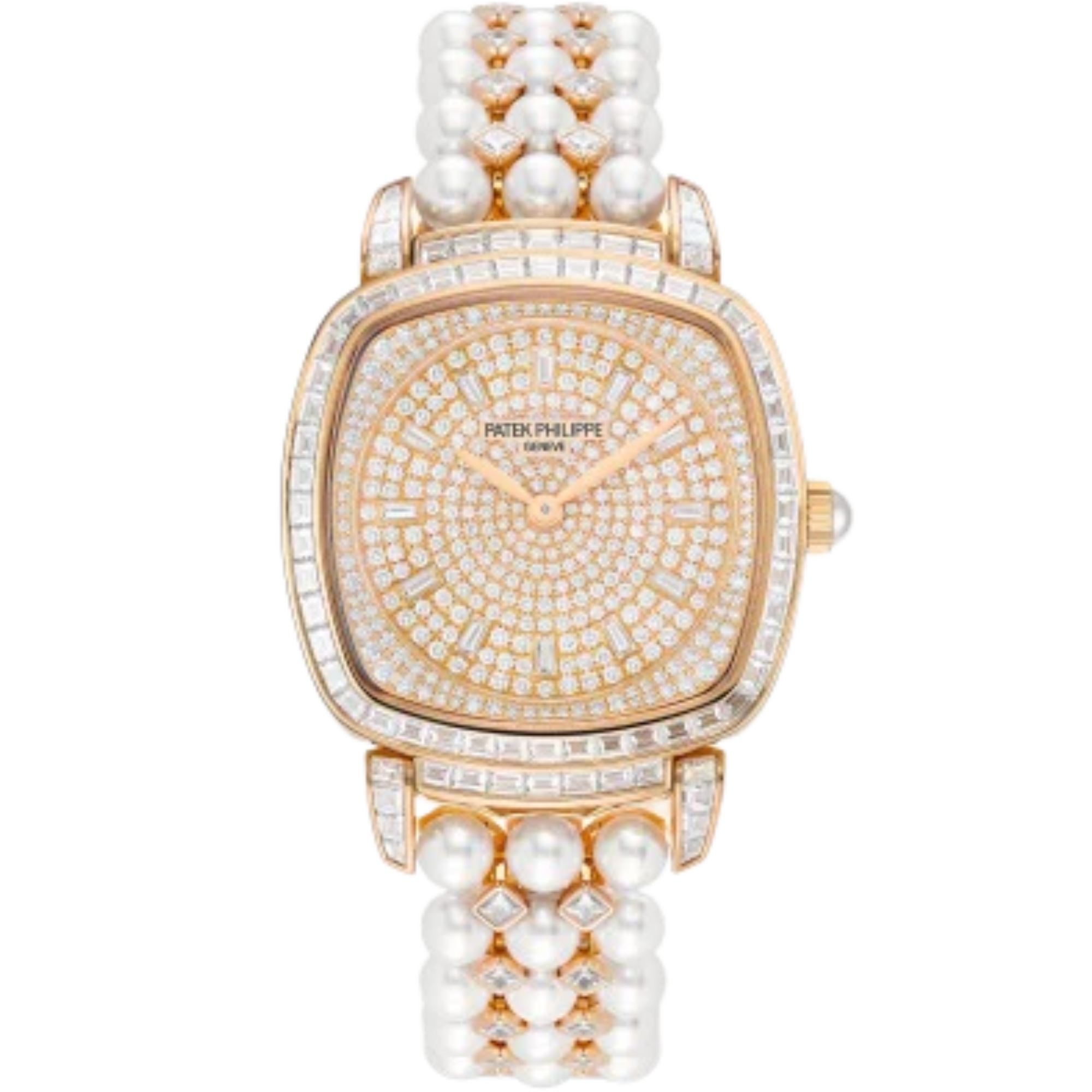 7042/100R Gondolo 48.85 carat Akoya Pearl 48 Princess-cut Diamond Bracelet Diamond-paved Flange Dial Rose Gold Baguette Diamond-set Bezel - Patek Philippe