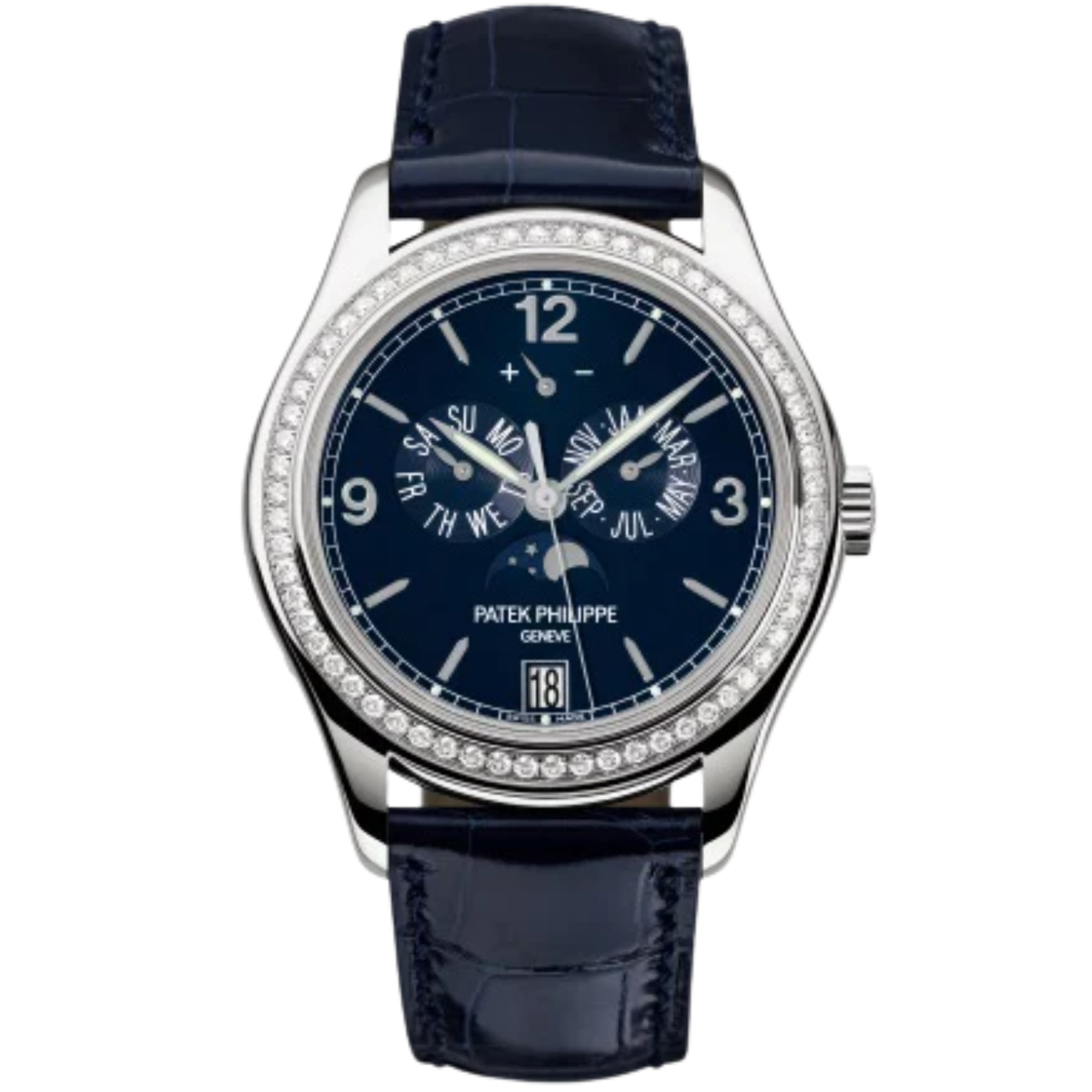 5147G Complications 39mm Navy Blue Shiny Alligator Strap Navy Blue Dial  Diamond-set White Gold Bezel - Patek Philippe
