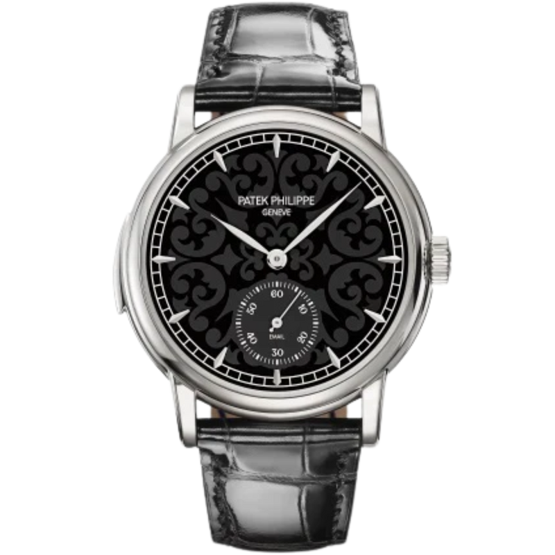 5078G-010 Grand Complications 38mm Shiny Black Alligator Strap Matte & Shiny Black Dial White Gold Bezel - Patek Philippe