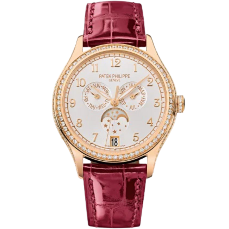 4947R Complications 38mm Shiny Violine Alligator Strap Silvery Sunburst Dial Rose Gold Diamond-paved Bezel - Patek Philippe