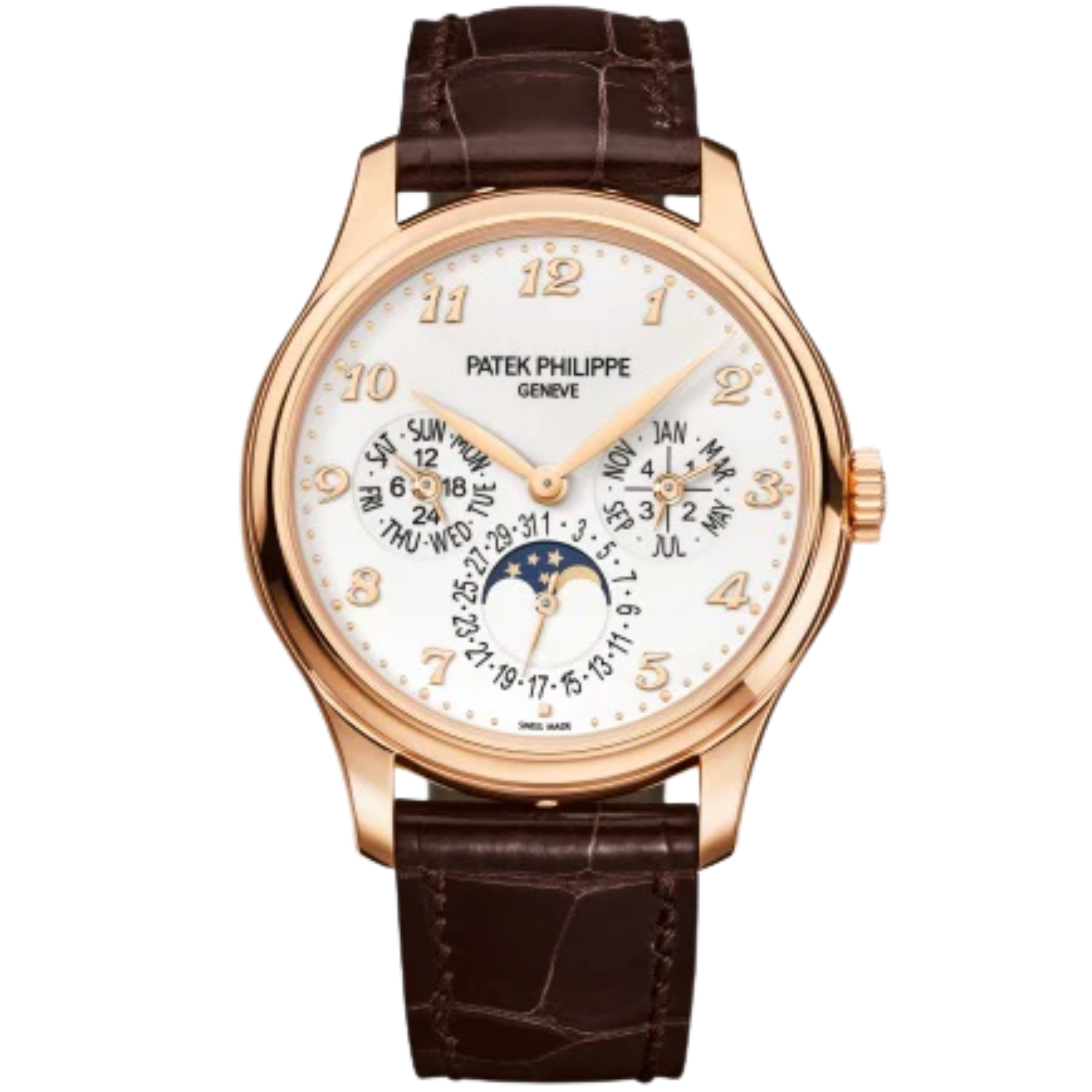 5327R Grand Complications 39mm Shiny Dark Chestnut Alligator Strap Ivory Lacquered Dial Rose Gold Bezel - Patek Philippe