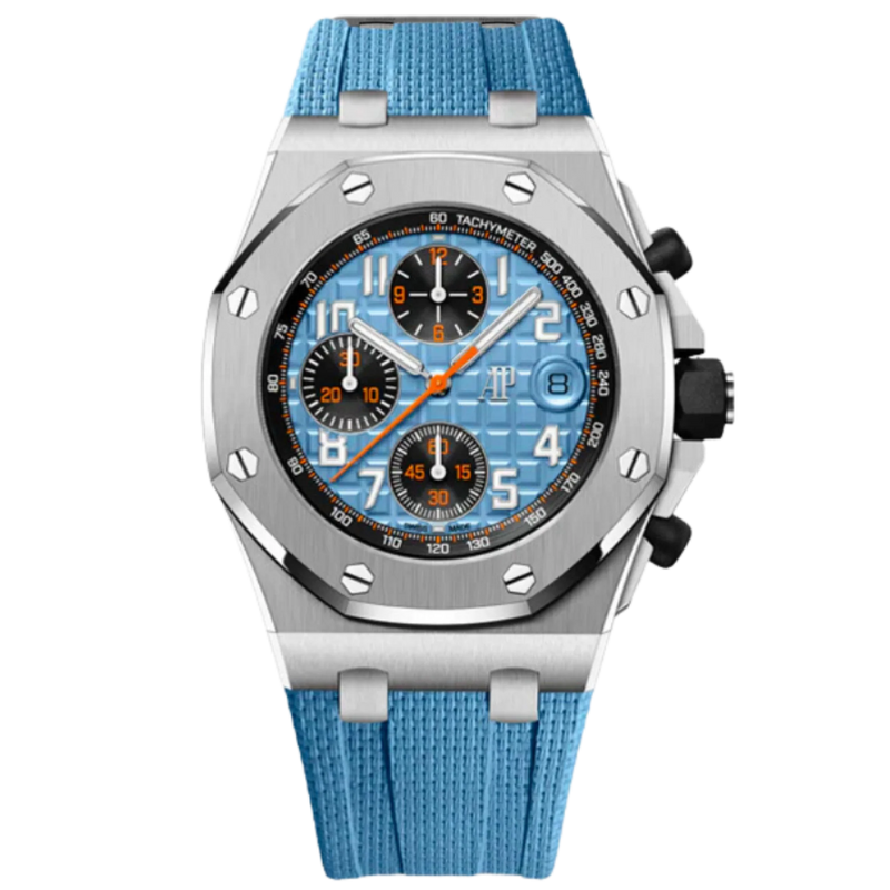 Audemars Piguet 42MM Royal Oak Offshore Ref. 26238ST.OO.A340CA.01 Stainless Steel Baby Blue Dial/Strap - Audemars Piguet