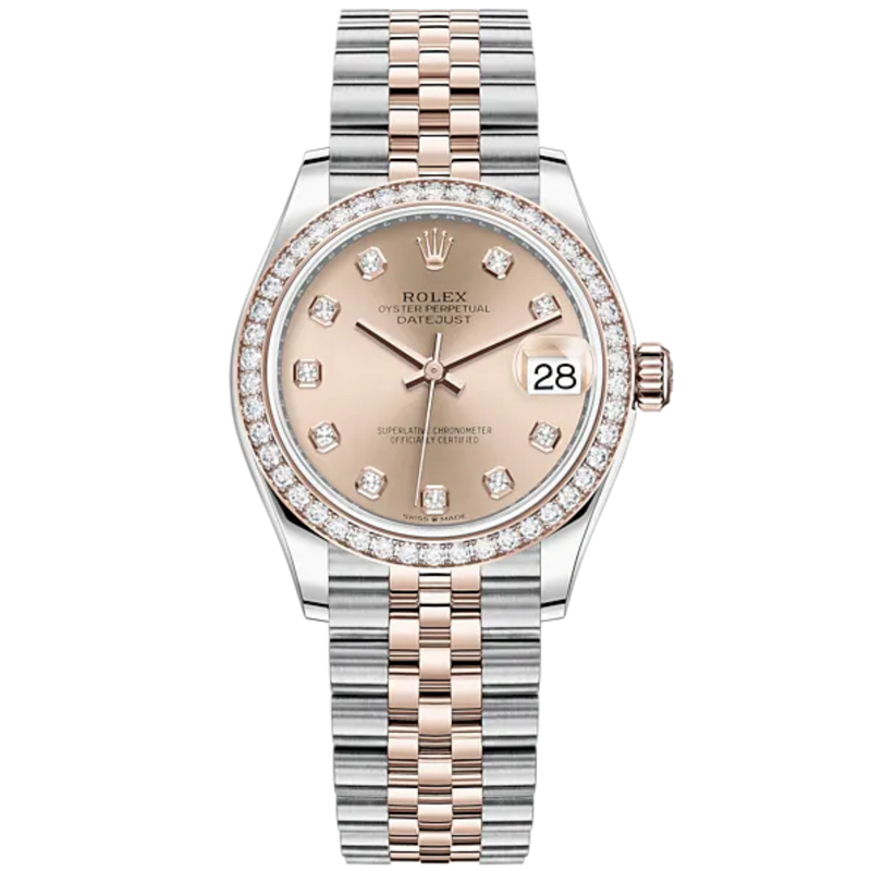 Datejust 31 31mm Jubilee Bracelet Oystersteel and Everose Gold with Rosé-Colour Diamond-Set Dial Diamond-Set Bezel - Rolex