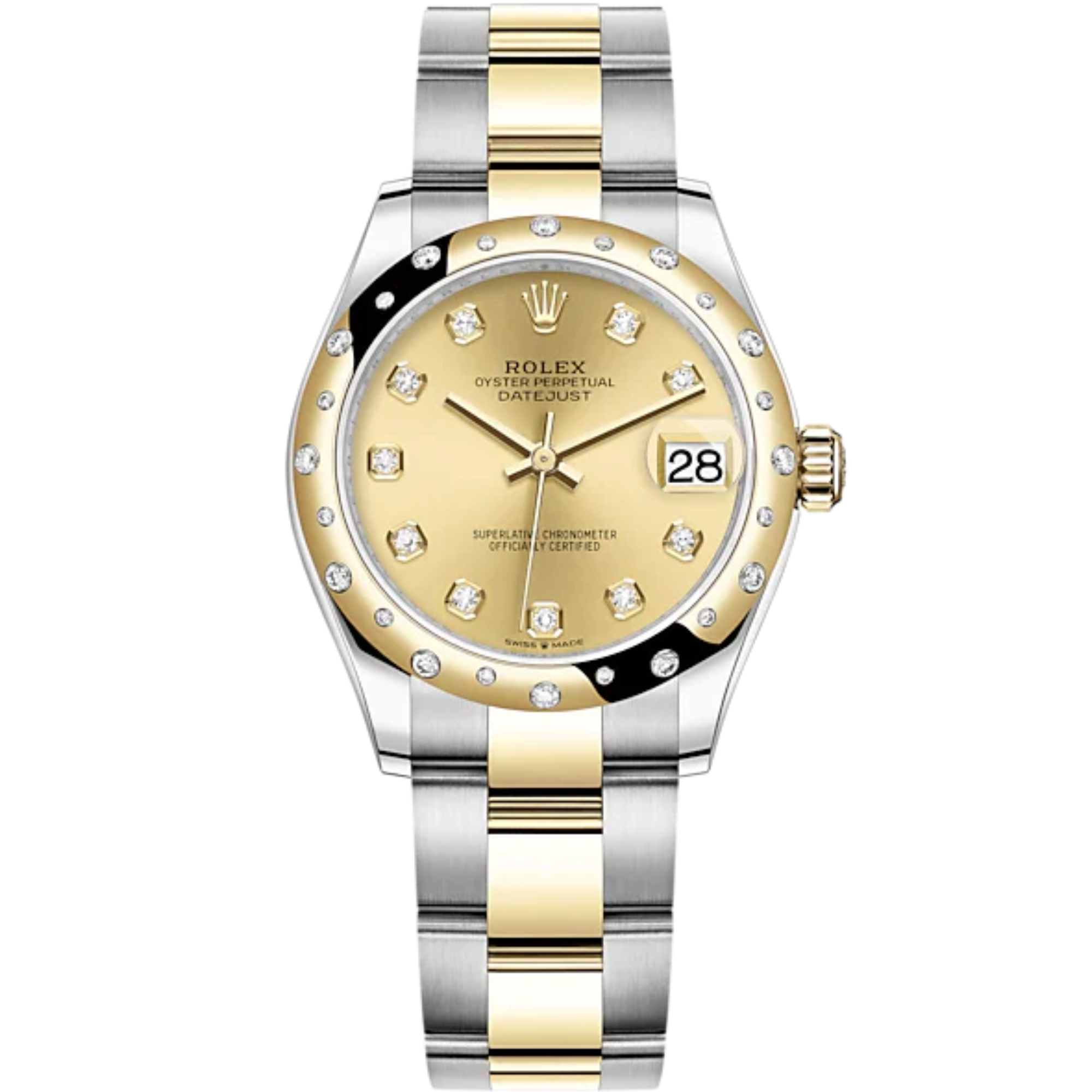 Datejust 31 31mm Oyster Bracelet Oystersteel and Yellow Gold with Champagne-Colour Diamond Set Dial Diamond-Set Bezel - Rolex
