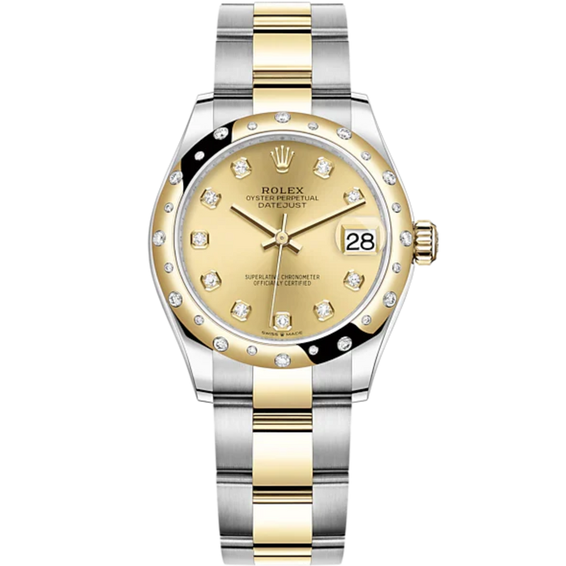 Datejust 31 31mm Oyster Bracelet Oystersteel and Yellow Gold with Champagne-Colour Diamond Set Dial Diamond-Set Bezel - Rolex
