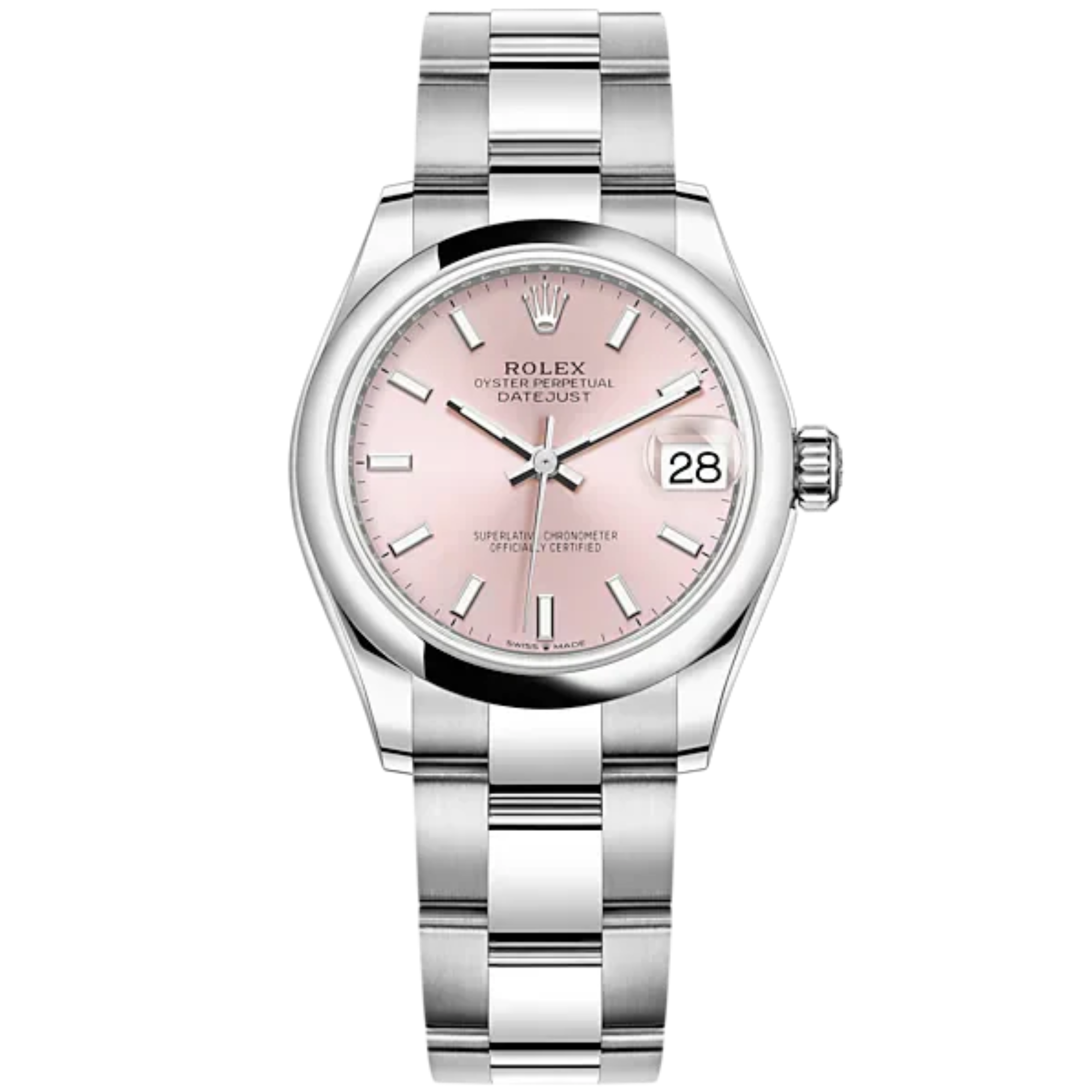 Datejust 31 31mm Oyster Bracelet Oystersteel with Pink Dial Oystersteel Bezel - Rolex