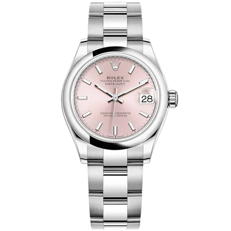 Datejust 31 31mm Oyster Bracelet Oystersteel with Pink Dial Oystersteel Bezel - Rolex