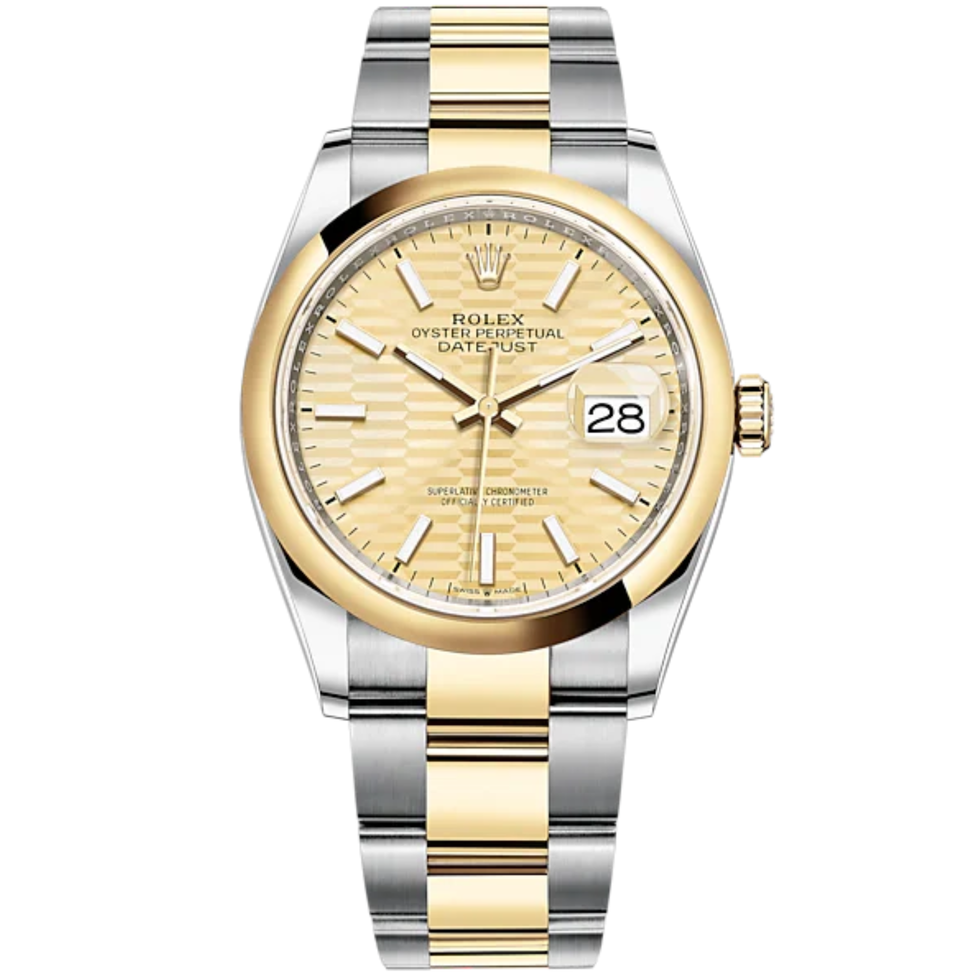 Datejust 36 36mm Oyster Bracelet Oystersteel and Yellow Gold with Golden Fluted-Motif Dial Domed Bezel - Rolex