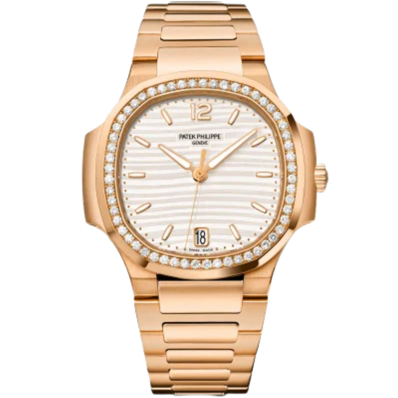 Patek Philippe Nautilus Ladies Ref. 7118-1200R-001 Rose Gold Bracelet Silvery Opaline Embossed Dial - Patek Philippe