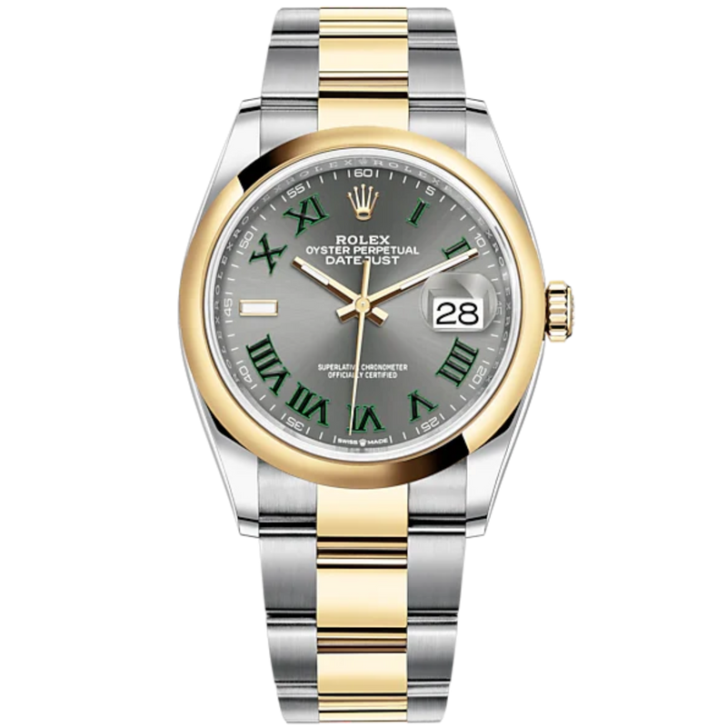 Datejust 36 36mm Oyster Bracelet Oystersteel and Yellow Gold with Slate Dial Domed Bezel - Rolex