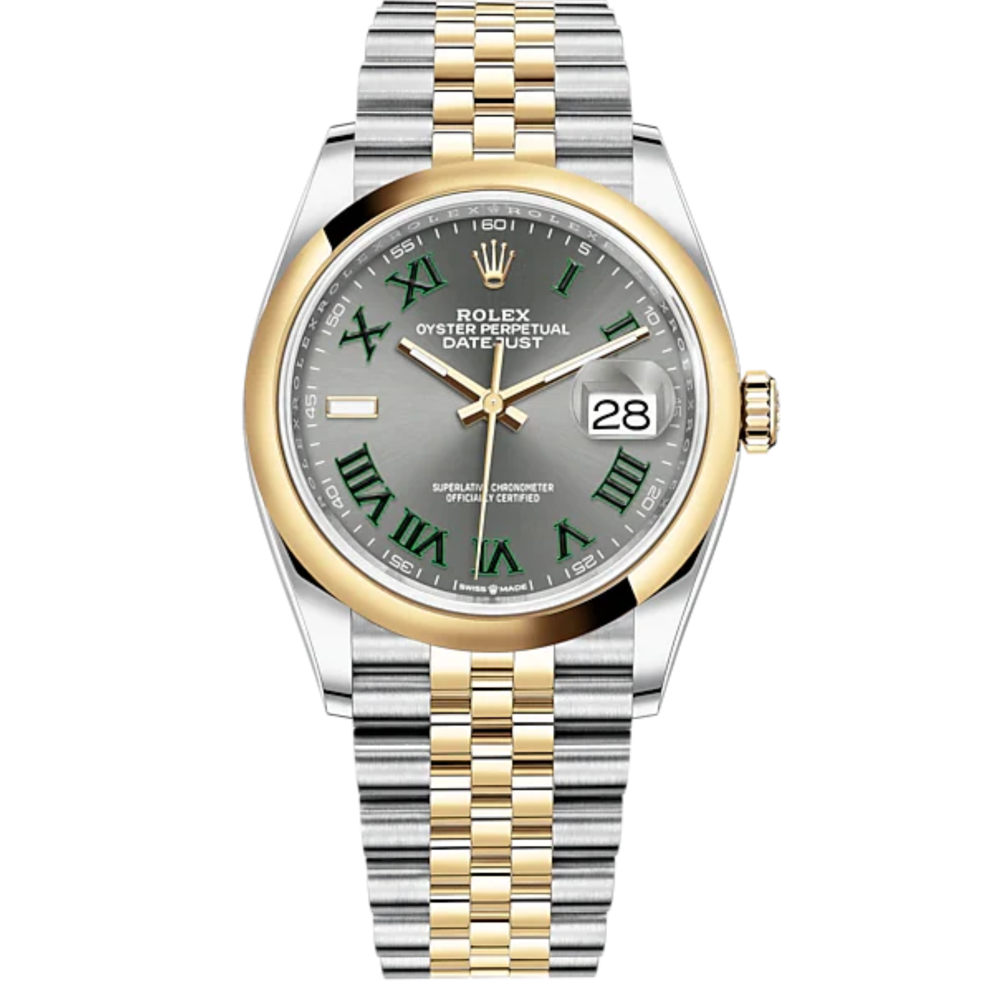 Datejust 36 36mm Oystersteel Jubilee Bracelet and Yellow Gold with Slate Dial Domed Bezel - Rolex
