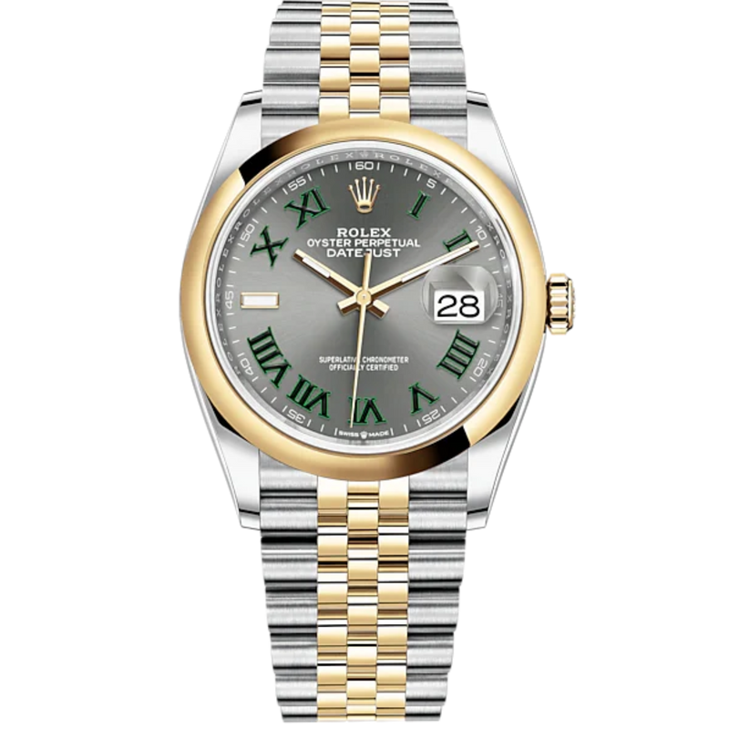Datejust 36 36mm Oystersteel Jubilee Bracelet and Yellow Gold with Slate Dial Domed Bezel - Rolex