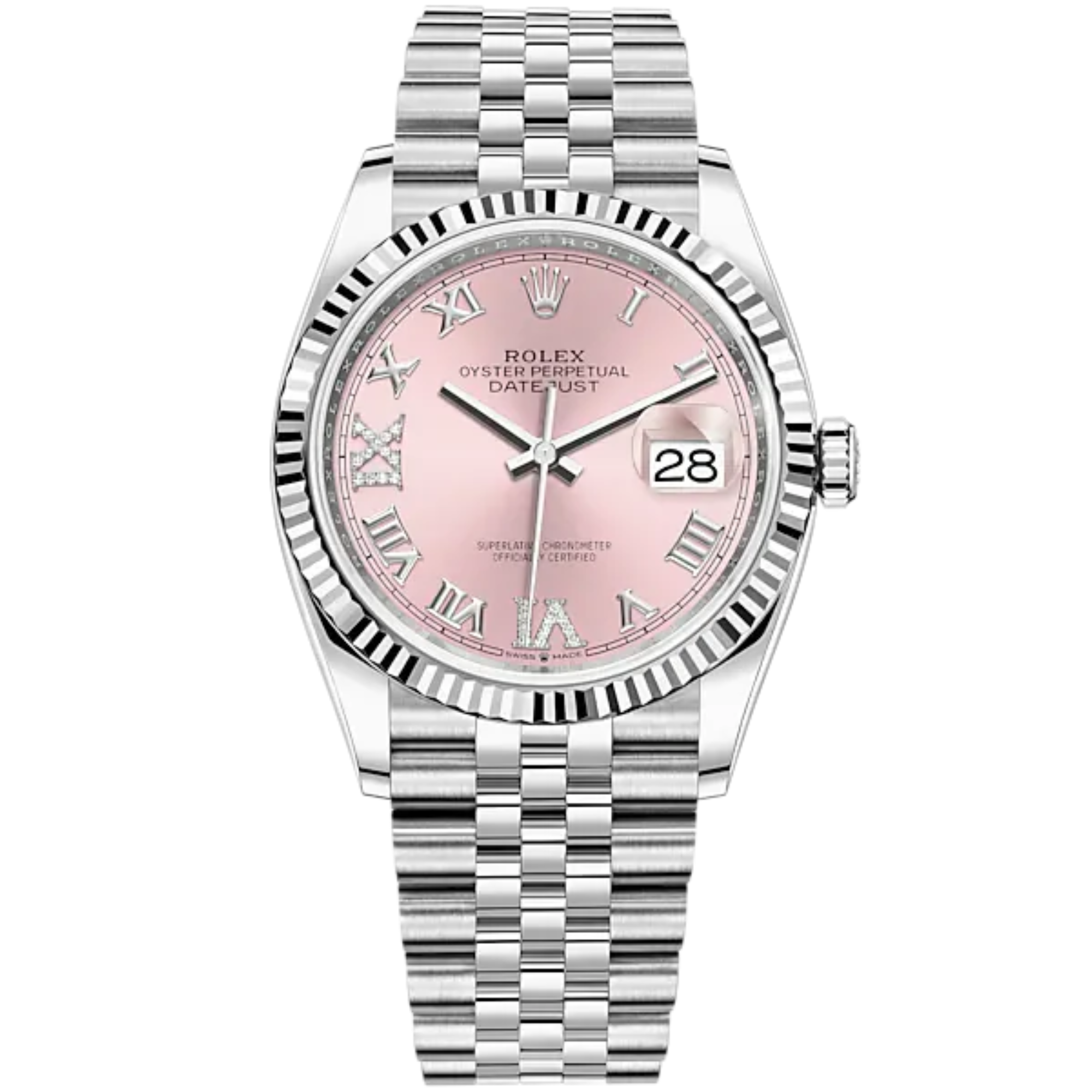 Rolex Datejust Ref. 126234 36mm Jubilee Bracelet White Gold with Pink Dial Fluted Bezel - Rolex