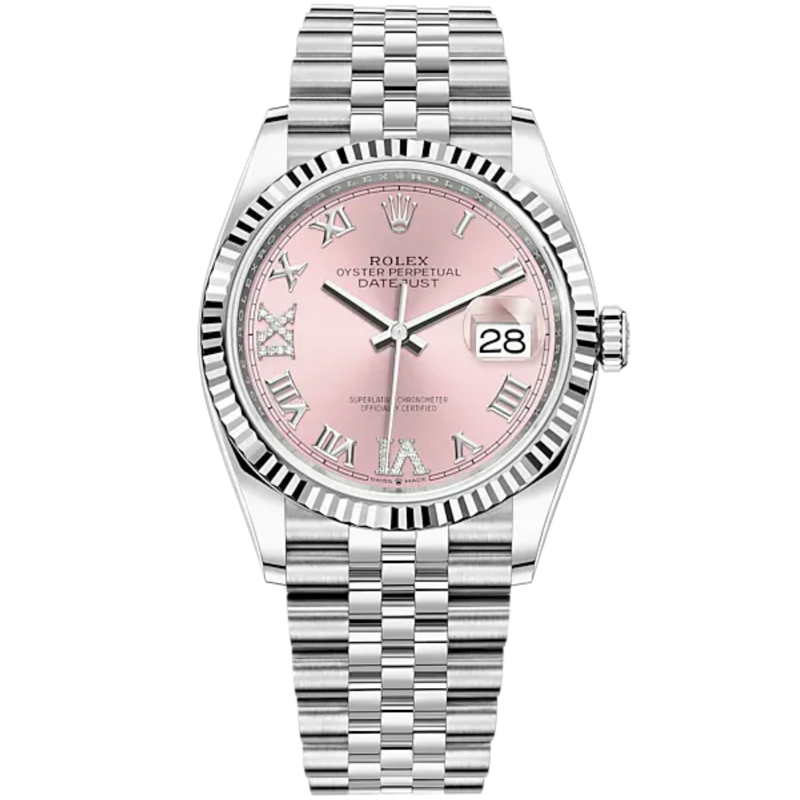 Rolex Datejust Ref. 126234 36mm Jubilee Bracelet White Gold with Pink Dial Fluted Bezel - Rolex