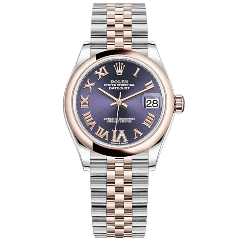 Datejust 31 31mm Jubilee Bracelet Oystersteel and Everose Gold with Aubergine Diamond Dial Everose Gold Bezel - Rolex