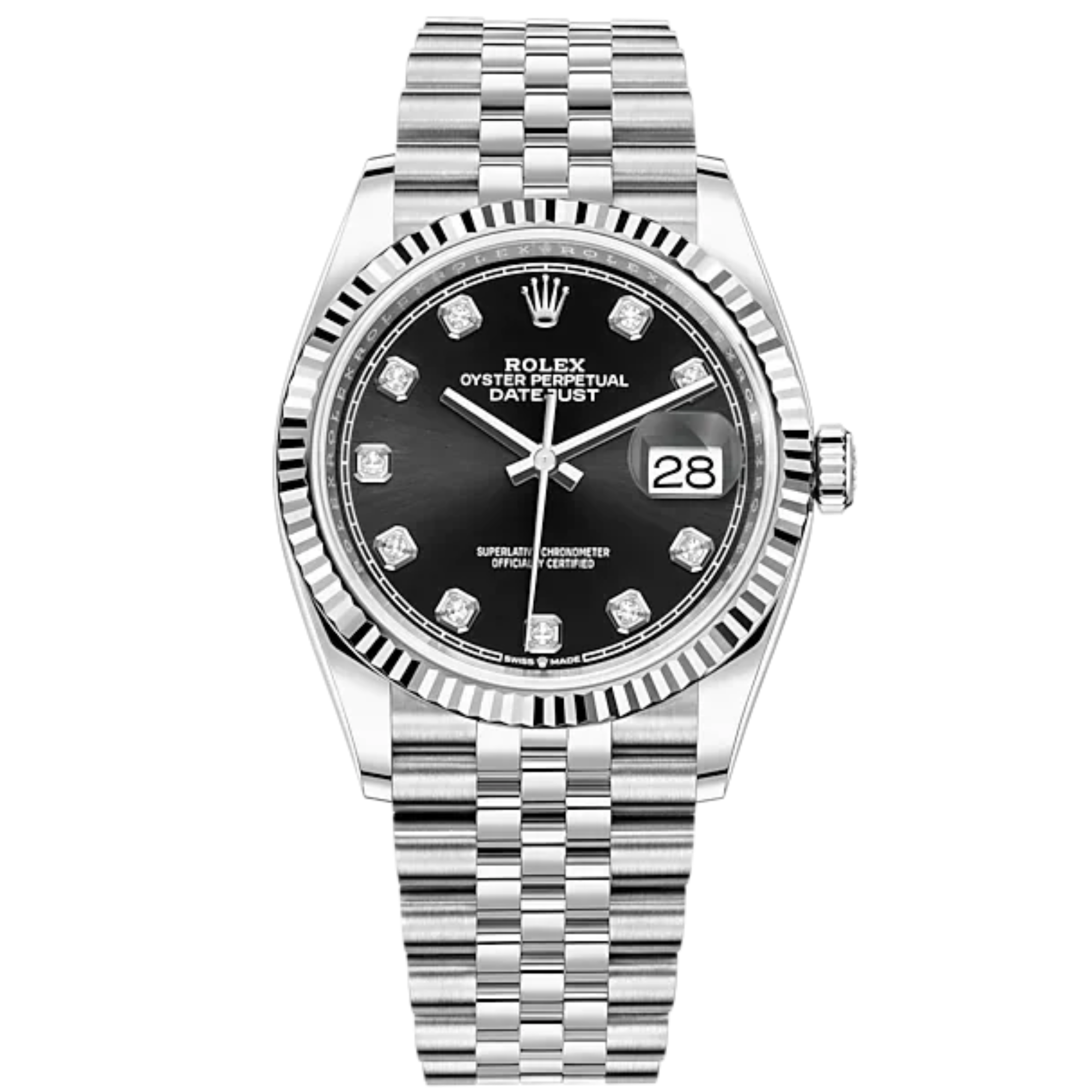 Rolex Datejust 36mm Jubilee Bracelet White Gold Black Diamond-Marker Dial - Rolex