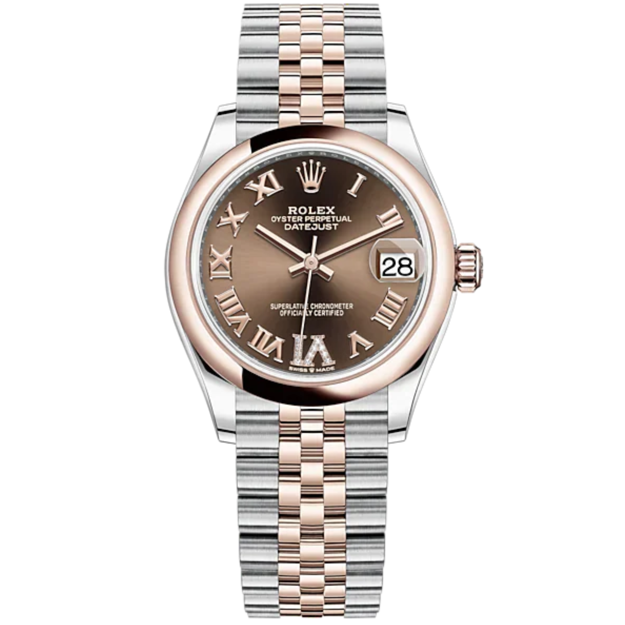Datejust 31 31mm Jubilee Bracelet Oystersteel and Everose Gold with Chocolate Diamond Dial Everose Gold Bezel - Rolex