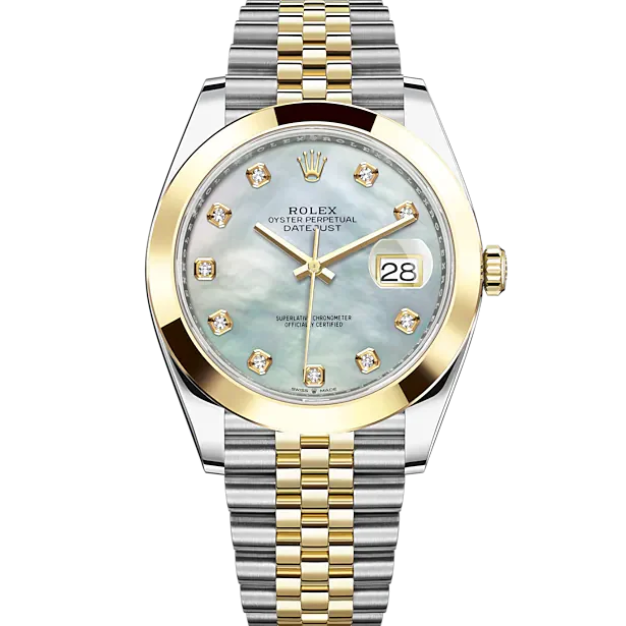 Datejust 41 41mm Jubilee Bracelet Oystersteel and Yellow Gold with White Mother-Of-Pearl Diamond-Set Dial Yellow Gold Bezel - Rolex