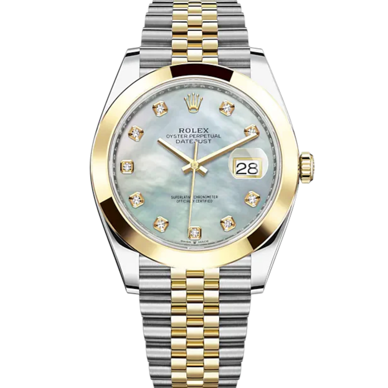 Datejust 41 41mm Jubilee Bracelet Oystersteel and Yellow Gold with White Mother-Of-Pearl Diamond-Set Dial Yellow Gold Bezel - Rolex